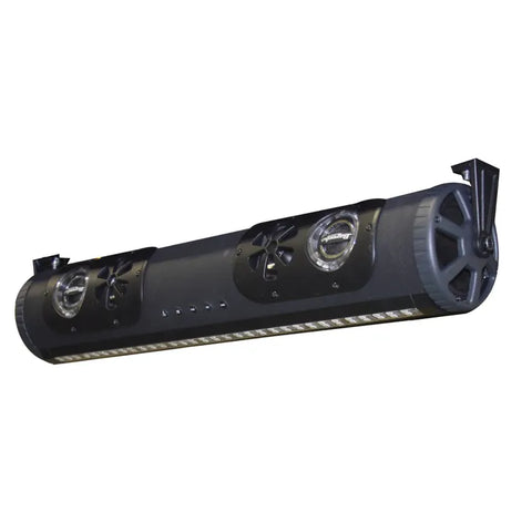 Bazooka Speaker Kit
Part No. PF12300PKG
450w peak power integrated amplifier. Bluetooth capable. Fully customizable wireless remote control. Integrated RBG LED light bar. 8 marine grade speakers with 2 end loaded woofers. 4 mid-range speakers.